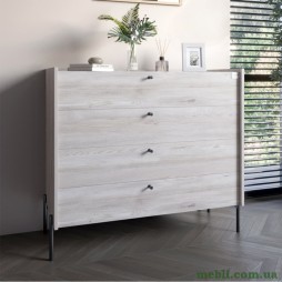 Комод із 4 шухлядами LION Wood із чорними ніжками 100х90х45 Самоа Димчастий