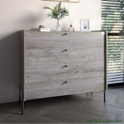 Комод із 4 шухлядами LION Wood із чорними ніжками 100х90х45 Шварцвальд