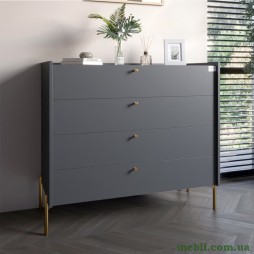 Комод із 4 шухлядами LION Wood із золотими ніжками 100х90х45 Антрацит