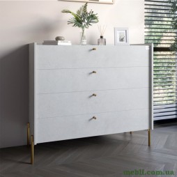 Комод із 4 шухлядами LION Wood із золотими ніжками 100х90х45 Бетон sТyle