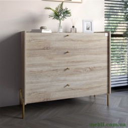 Комод із 4 шухлядами LION Wood із золотими ніжками 100х90х45 Дуб Сонома