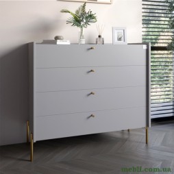 Комод із 4 шухлядами LION Wood із золотими ніжками 100х90х45 Кашемір