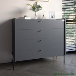 Комод із 4 шухлядами LION Wood з чорними ніжками 100х90х45 Антрацит