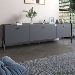 Тумба під телевізор на 3 шухляди LION Wood з чорними ніжками 160х65х40 Антрацит