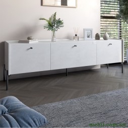 Тумба під телевізор на 3 шухляди LION Wood з чорними ніжками 160х65х40 Бетон sТyle