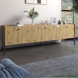 Тумба під телевізор на 3 шухляди LION Wood з чорними ніжками 160х65х40 Дуб Артизан