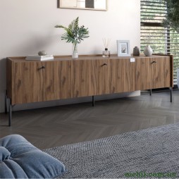 Тумба під телевізор на 3 шухляди LION Wood з чорними ніжками 160х65х40 Дуб Ліворно