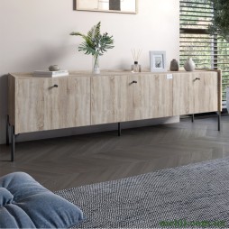 Тумба під телевізор на 3 шухляди LION Wood з чорними ніжками 160х65х40 Дуб Сонома