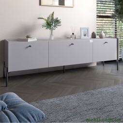 Тумба під телевізор на 3 шухляди LION Wood з чорними ніжками 160х65х40 Кашемір