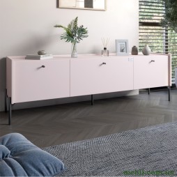 Тумба під телевізор на 3 шухляди LION Wood з чорними ніжками 160х65х40 Рожевий