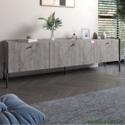 Тумба під телевізор на 3 шухляди LION Wood з чорними ніжками 160х65х40 Шварцвальд