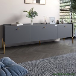 Тумба під телевізор на 3 шухляди LION Wood з золотими ніжками 160х65х40 Антрацит