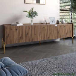 Тумба під телевізор на 3 шухляди LION Wood з золотими ніжками 160х65х40 Дуб Ліворно