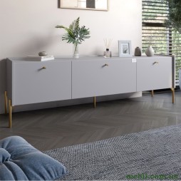 Тумба під телевізор на 3 шухляди LION Wood з золотими ніжками 160х65х40 Кашемір