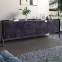 Тумба під телевізор з шухлядами LION Wood з чорними ніжками 180х50х40 Бетон темний