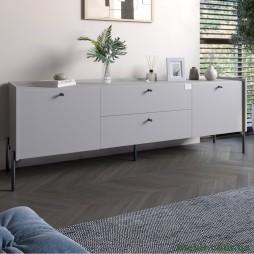 Тумба під телевізор з шухлядами LION Wood з чорними ніжками 180х50х40 Кашемір