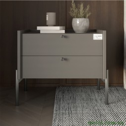 Тумба приліжкова LION Wood з двома шухлядами Антрацит (чорні ножки)