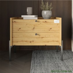 Тумба приліжкова LION Wood з двома шухлядами Дуб Артизан (чорні ножки)