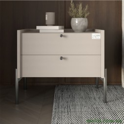 Тумба приліжкова LION Wood з двома шухлядами Кашемір (чорні ножки)