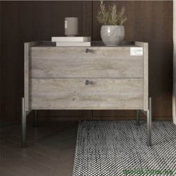 Тумба приліжкова LION Wood з двома шухлядами Шварцвальд (чорні ножки)