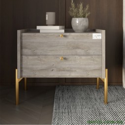 Тумба приліжкова LION Wood з двома шухлядами Шварцвальд (золоті ножки)