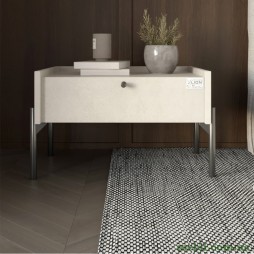 Тумба приліжкова LION Wood з однією шухлядою Бетон sТyle (чорні ножки)