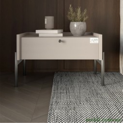 Тумба приліжкова LION Wood з однією шухлядою Кашемір (чорні ножки)