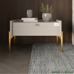 Тумба приліжкова LION Wood з однією шухлядою Кашемір (золоті ножки)
