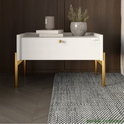 Тумба приліжкова LION Wood з однією шухлядою Німфея Альба (білий) (золоті ножки)