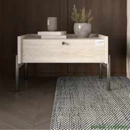 Тумба приліжкова LION Wood з однією шухлядою Самоа Димчастий (чорні ножки)