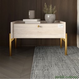 Тумба приліжкова LION Wood з однією шухлядою Самоа Димчастий (золоті ножки)