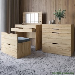 Комод-трюмо із дзеркалом, нішею під сидінням та шухлядою LION Азія Дуб Аппалачі