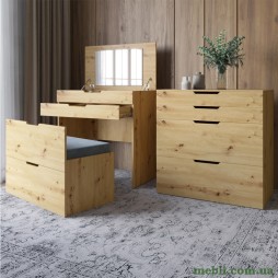 Комод-трюмо із дзеркалом, нішею під сидінням та шухлядою LION Азія Дуб Артизан