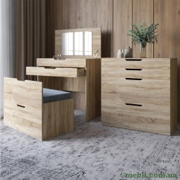 Комод-трюмо із дзеркалом, нішею під сидінням та шухлядою LION Азія Дуб Сонома Трюфель