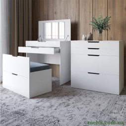 Комод-трюмо із дзеркалом, нішею під сидінням та шухлядою LION Азія Німфея Альба (білий)