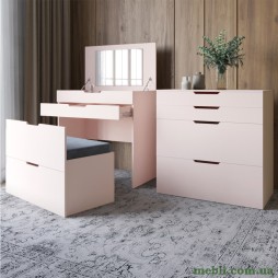 Комод-трюмо із дзеркалом, нішею під сидінням та шухлядою LION Азія Рожевий