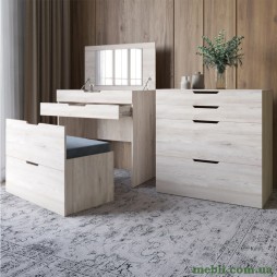 Комод-трюмо із дзеркалом, нішею під сидінням та шухлядою LION Азія Самоа Димчастий