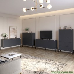 Комплект меблів для вітальні LION Амарант 4 елементи з чорними металевими ніжками Антрацит/Графітовий