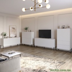 Комплект меблів для вітальні LION Амарант 4 елементи з чорними металевими ніжками Бетон SТyle/Білий