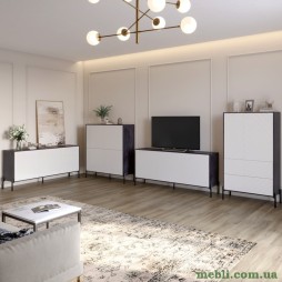 Комплект меблів для вітальні LION Амарант 4 елементи з чорними металевими ніжками Бетон темний/Білий