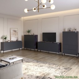 Комплект меблів для вітальні LION Амарант 4 елементи з чорними металевими ніжками Бетон темний/Графітовий