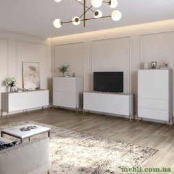 Комплект меблів для вітальні LION Амарант 4 елементи з золотими металевими ніжками Кашемір/Білий