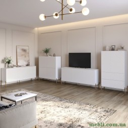 Комплект меблів для вітальні LION Амарант 4 елементи з золотими металевими ніжками Німфея Альба (білий)/Білий