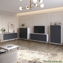 Комплект меблів для вітальні LION Амарант 4 елементи з золотими металевими ніжками Німфея Альба (білий)/Графітовий