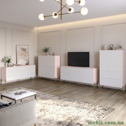 Комплект меблів для вітальні LION Амарант 4 елементи з золотими металевими ніжками Рожевий/Білий