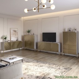 Комплект меблів для вітальні LION Амарант 4 елементи з золотими металевими ніжками Шварцвальд/Перламутровий металік