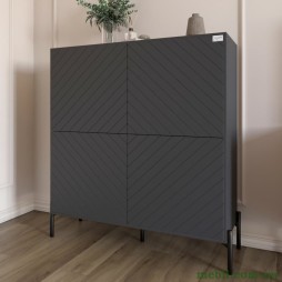 Комод-пенал з чорними металевими ніжками LION Амарант 114х40х126,5 Антрацит/Графітовий