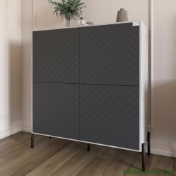 Комод-пенал з чорними металевими ніжками LION Амарант 114х40х126,5 Бетон/Графітовий