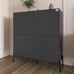 Комод-пенал з чорними металевими ніжками LION Амарант 114х40х126,5 Бетон темний/Графітовий