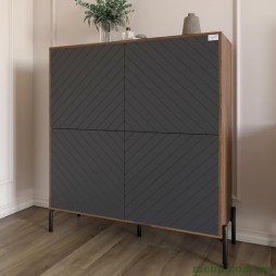 Комод-пенал з чорними металевими ніжками LION Амарант 114х40х126,5 Дуб Ліворно/Графітовий